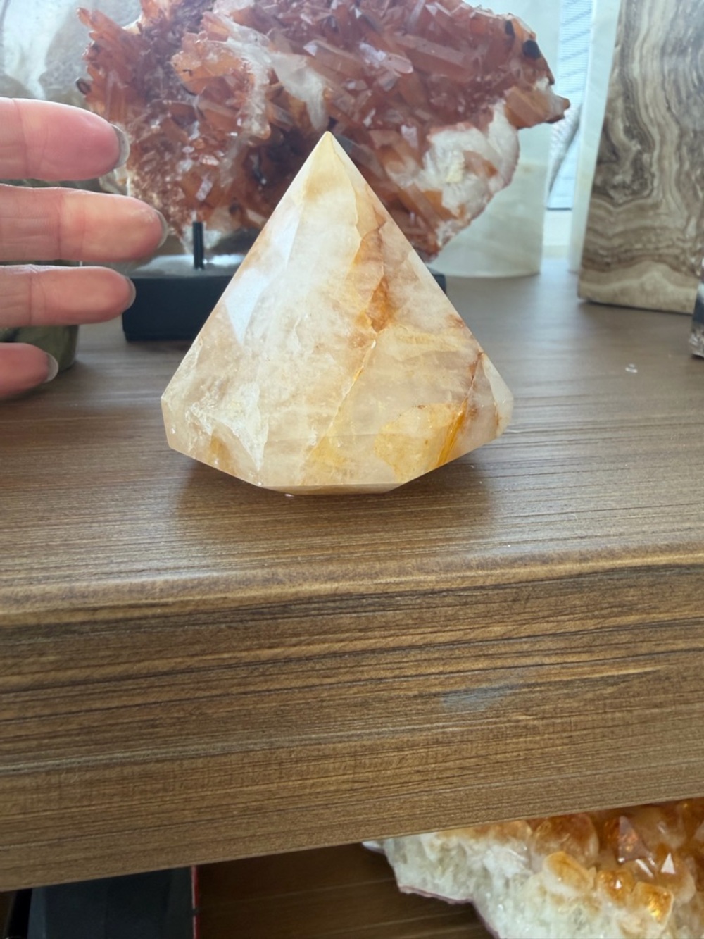 Polished Diamond shaped Golden Healer crystal- Golden Yellow